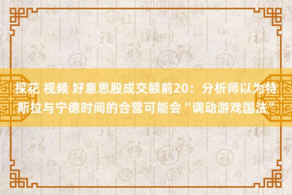 探花 视频 好意思股成交额前20：分析师以为特斯拉与宁德时间的合营可能会“调动游戏国法”