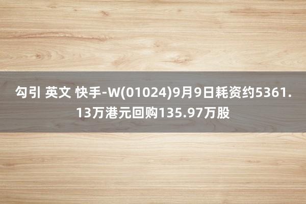 勾引 英文 快手-W(01024)9月9日耗资约5361.13万港元回购135.97万股