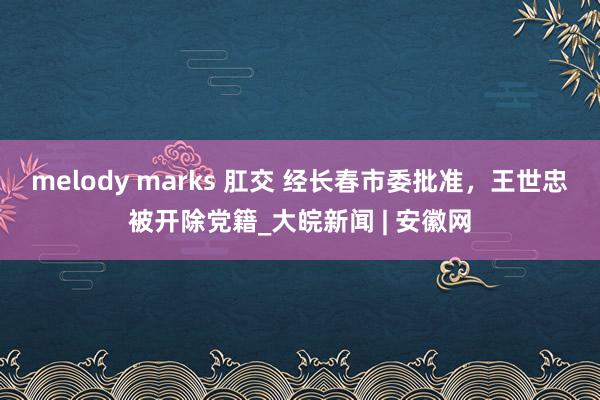 melody marks 肛交 经长春市委批准，王世忠被开除党籍_大皖新闻 | 安徽网