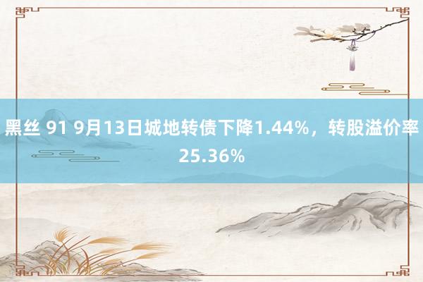 黑丝 91 9月13日城地转债下降1.44%，转股溢价率25.36%