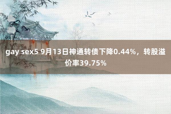 gay sex5 9月13日神通转债下降0.44%，转股溢价率39.75%