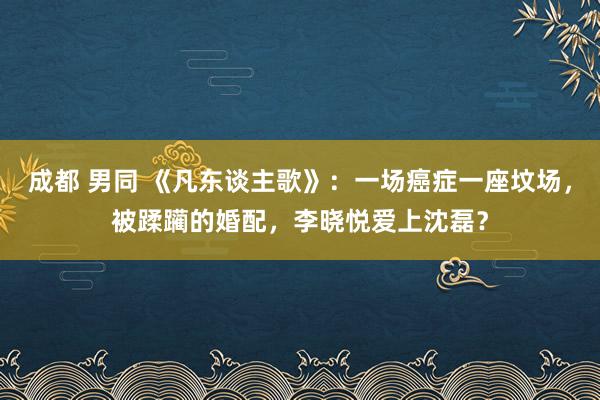 成都 男同 《凡东谈主歌》：一场癌症一座坟场，被蹂躏的婚配，李晓悦爱上沈磊？