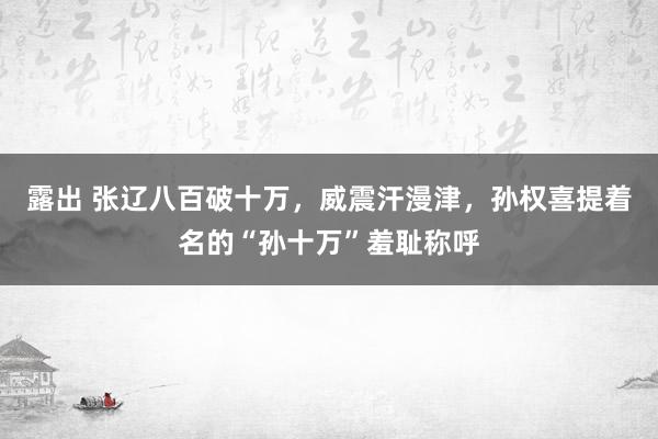 露出 张辽八百破十万，威震汗漫津，孙权喜提着名的“孙十万”羞耻称呼