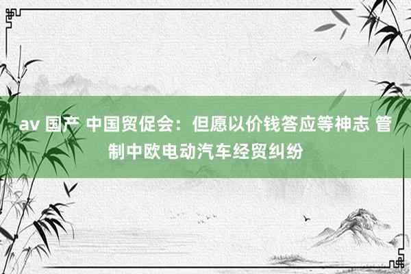 av 国产 中国贸促会：但愿以价钱答应等神志 管制中欧电动汽车经贸纠纷