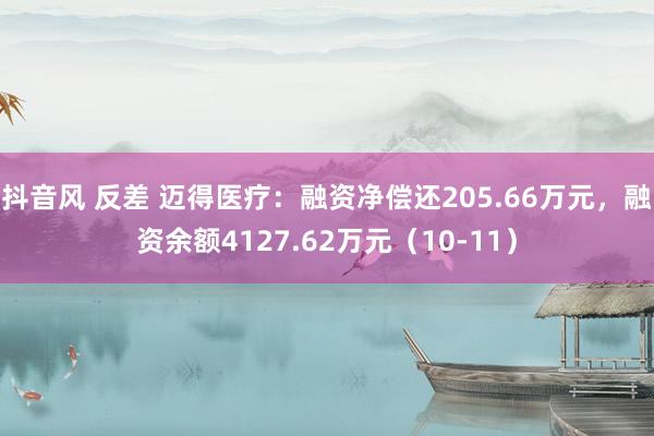 抖音风 反差 迈得医疗：融资净偿还205.66万元，融资余额4127.62万元（10-11）