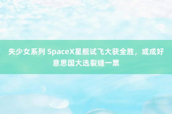 失少女系列 SpaceX星舰试飞大获全胜，或成好意思国大选裂缝一票