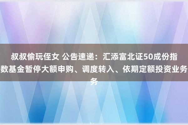 叔叔偷玩侄女 公告速递：汇添富北证50成份指数基金暂停大额申购、调度转入、依期定额投资业务