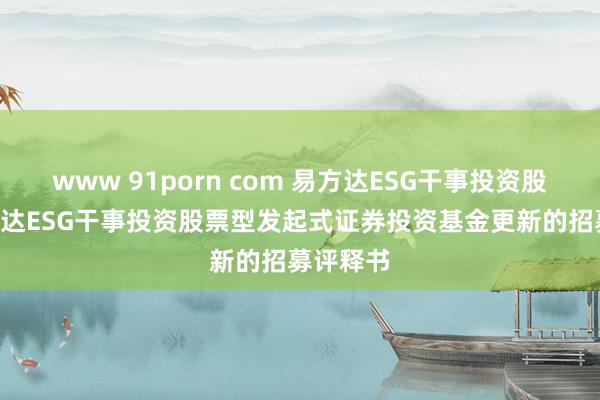 www 91porn com 易方达ESG干事投资股票: 易方达ESG干事投资股票型发起式证券投资基金更新的招募评释书