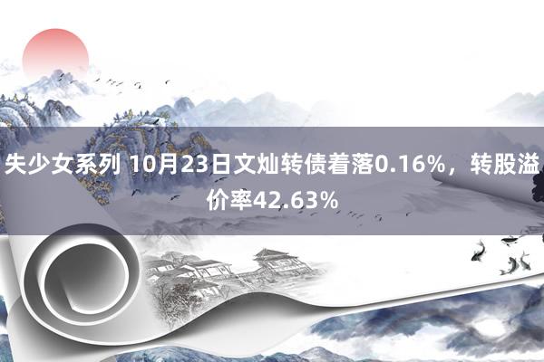 失少女系列 10月23日文灿转债着落0.16%，转股溢价率42.63%