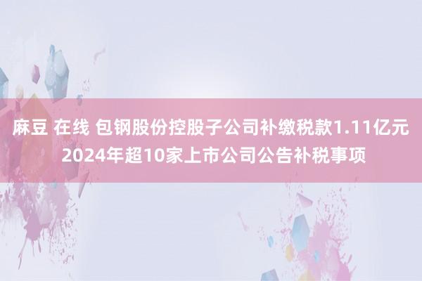 麻豆 在线 包钢股份控股子公司补缴税款1.11亿元 2024年超10家上市公司公告补税事项