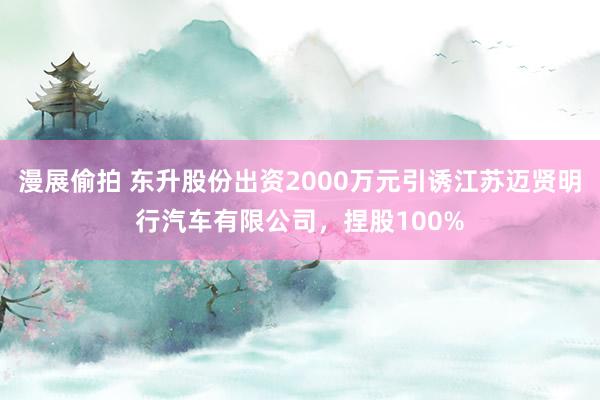 漫展偷拍 东升股份出资2000万元引诱江苏迈贤明行汽车有限公司，捏股100%