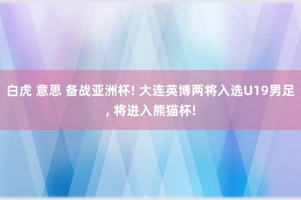 白虎 意思 备战亚洲杯! 大连英博两将入选U19男足， 将进入熊猫杯!