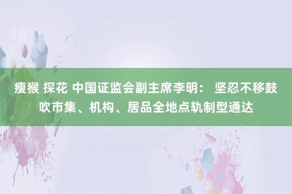 瘦猴 探花 中国证监会副主席李明： 坚忍不移鼓吹市集、机构、居品全地点轨制型通达