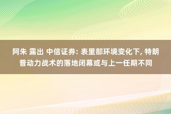 阿朱 露出 中信证券: 表里部环境变化下， 特朗普动力战术的落地闭幕或与上一任期不同