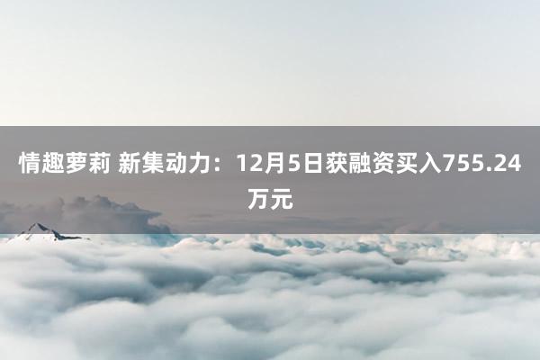 情趣萝莉 新集动力：12月5日获融资买入755.24万元