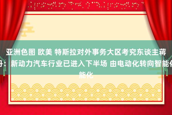 亚洲色图 欧美 特斯拉对外事务大区考究东谈主蒋丹：新动力汽车行业已进入下半场 由电动化转向智能化