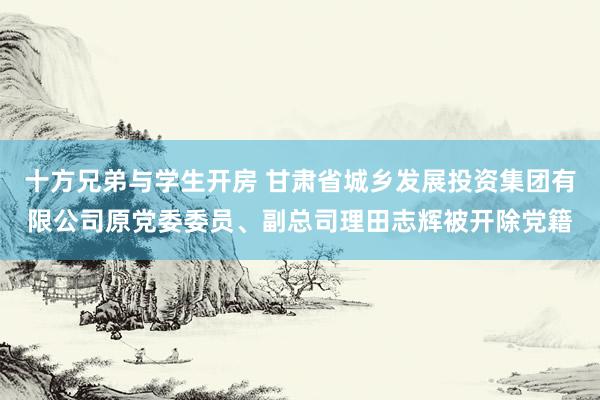 十方兄弟与学生开房 甘肃省城乡发展投资集团有限公司原党委委员、副总司理田志辉被开除党籍