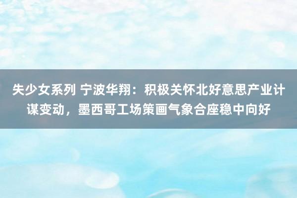 失少女系列 宁波华翔：积极关怀北好意思产业计谋变动，墨西哥工场策画气象合座稳中向好