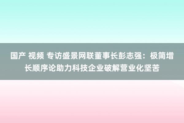 国产 视频 专访盛景网联董事长彭志强：极简增长顺序论助力科技企业破解营业化坚苦