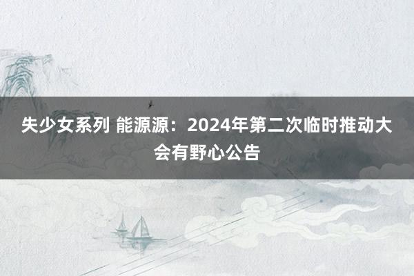 失少女系列 能源源：2024年第二次临时推动大会有野心公告