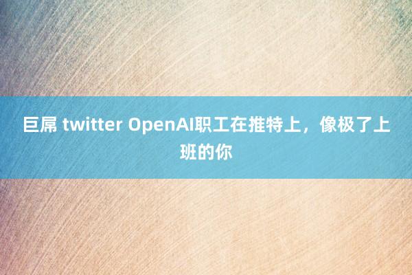 巨屌 twitter OpenAI职工在推特上，像极了上班的你