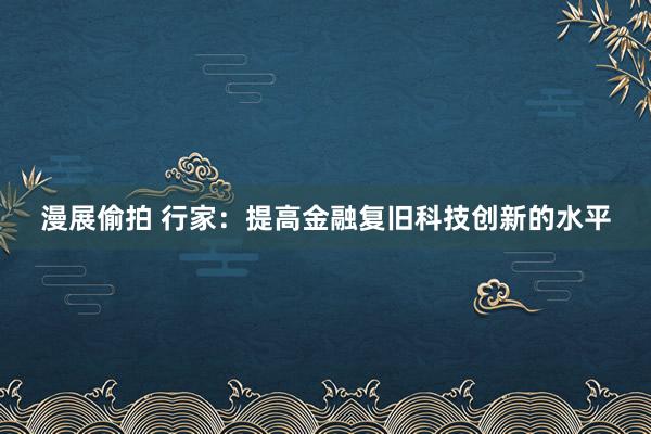 漫展偷拍 行家：提高金融复旧科技创新的水平